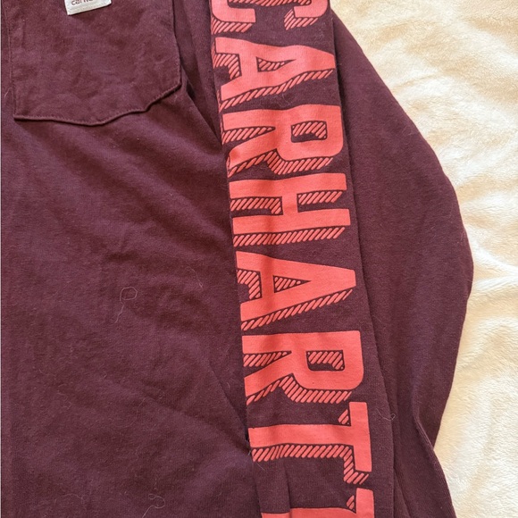 Large Carhartt Men's Maroon Pocket T-Shirt - Picture 5 of 5